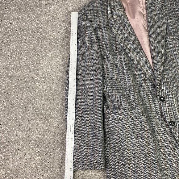 Harris Tweed Herringbone Blazer Sport Coat Men's 48R Fits like 44R Gray Red Blue - Picture 11 of 14